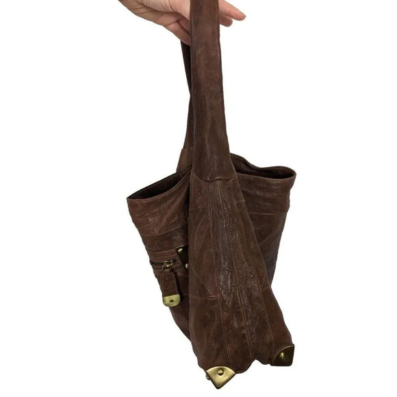 Y2K 90s Vintage Rafe New York Over Shoulder Hobo Bag Patchwork Leather Purse - Picture 5 of 13